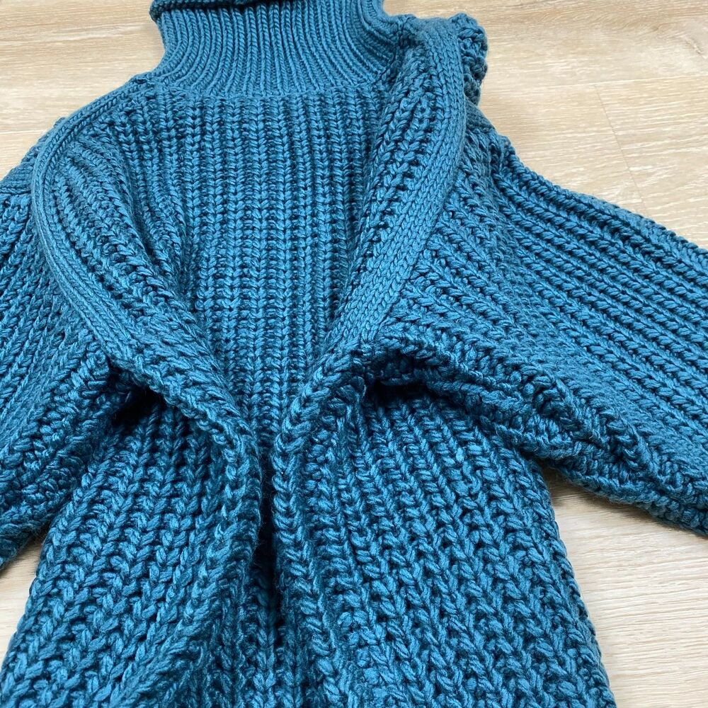 POL Chunky Knit Turtleneck Women's S Color Teal - Picture 2 of 5